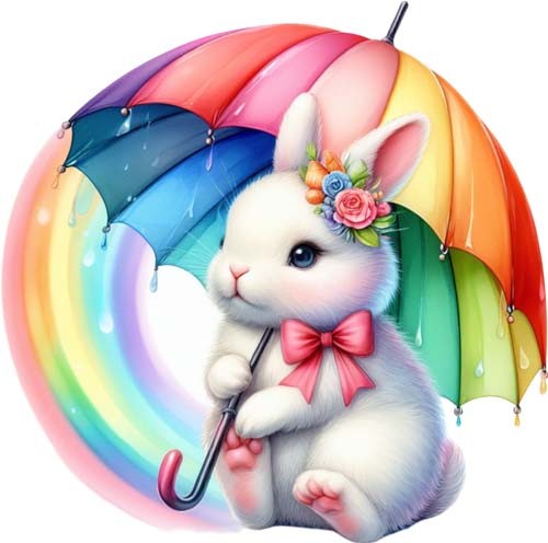 Easter bunny rainbow - bunny, umbrella