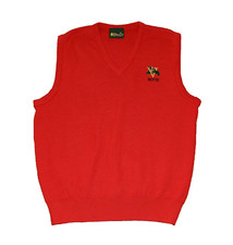 BALMORAL Sleeveless Golf Jumper V-Neck Mens 40" Medium Red Wool Blend