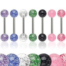 New Fab Lot 7 x Glitter Tongue Bars Piercing Tounge Bar UK SELLER Nipple Bar UK