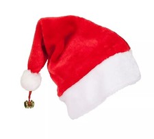 Adult kid baby Christmas Red Santa Hat Party Festive velvet feel Jingle Bell