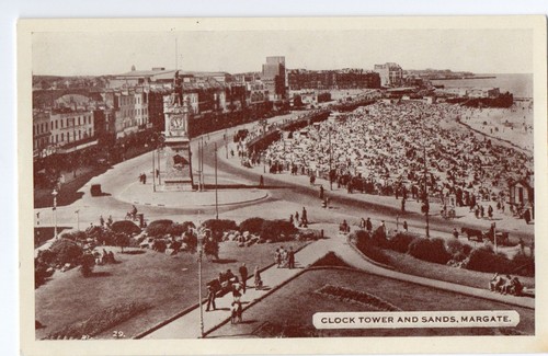 Vintage margate postcard - postcard, clock