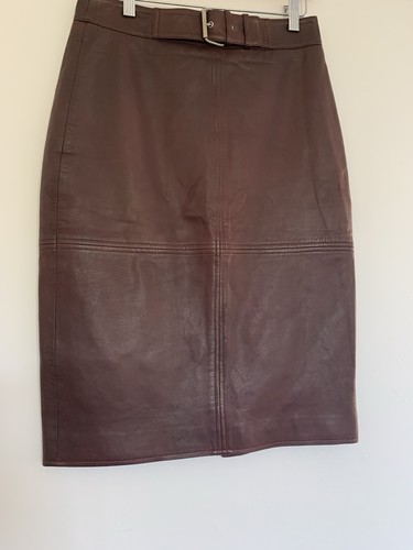 Leather skirt burgundy - leather,