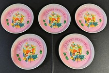 Vintage Decorative Christmas Themed Tin Coasters/Ash Trays.