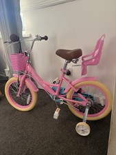Glerc  little Maggie 16 inch kids bike with stabilisers, kickstand-pink/white