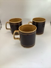 3 X Kiln Craft Royal Alma Mugs Brown Caramel Vintage 1970s Retro Made In England