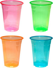 Soft Plastic 16-Ounce Party Cups/Pint Glasses, Assorted Neon, 120-Count