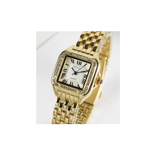 Ladies gold watch - gold, square