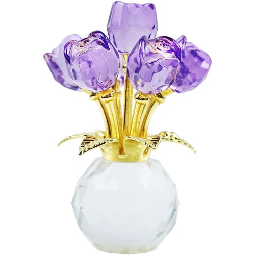 Crystal rose flower figurine - rose,