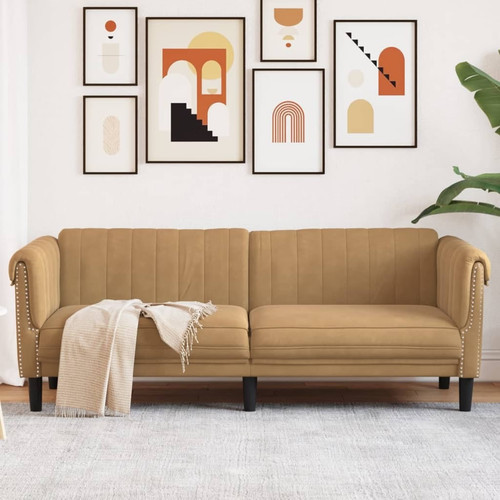 Sofa seater brown faux suede - faux,
