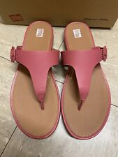 Fitflop UK 7 Gracie Buckle Leather Toe Post Sandals Flats Dusky Red Leather