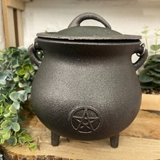 Medium Cast Iron Witches Pentagram Cauldron Wicca Pagan Gothic Halloween Spells