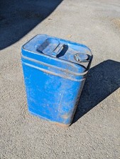 Vintage 5 Gallon 25l Tin Storage Drum. Fuel Oil Solvent. Blue. Tandrum