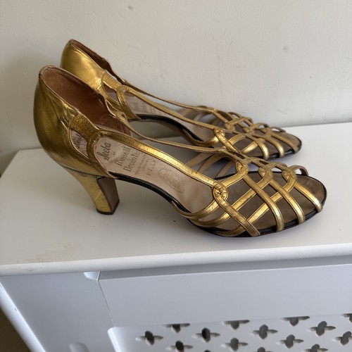 Vintage gold leather evening - leather,