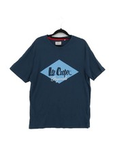Lee Cooper Men's T-Shirt XL Blue Graphic 100% Cotton Basic
