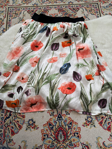 White floral pleated skirt - floral,