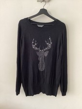 Ladies Ruth Langsford Black Stag Jumper, UK Size L, Good Condition