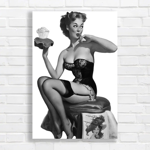 Retro pin girl canvas print - pin-up,