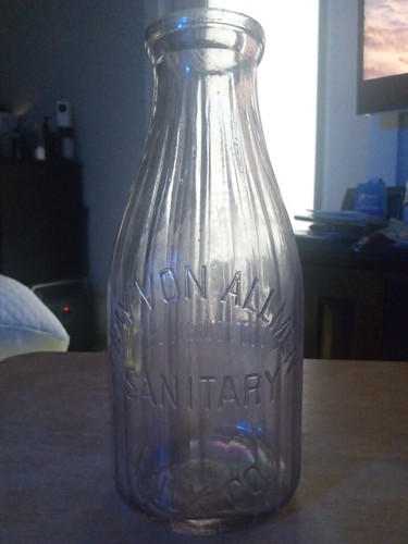 Antique glass milk bottles - glass,
