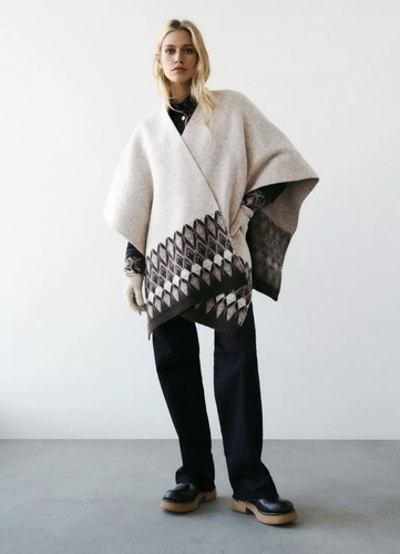 Nwt zara knit fretwork poncho - knit,