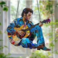 Elvis Presley King Suncatcher Stain Glass Effect Gift Window Hanging Decoration