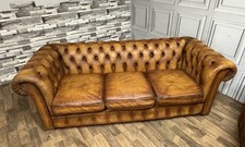 chesterfield three seater leather sofa. top quality in tan and brown leather 