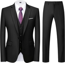 Men Suits 3 Piece Slim Fit Single Breasted One Button Tuxedo Suit Blazer