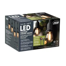 Feit 48ft (14.6m) Heavy Duty LED Waterproof String Lights Set With 26 Bulbs New