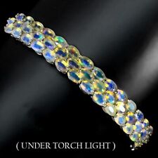 Silver Bangle Opal Genuine Natural Mined Stones Solid Sterling 17.7cm  7 Inch