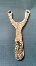 MINI SIZE PATTERNED FRONT & BACK SOLID BRASS GYPSY STYLE CATAPULT / SLINGSHOT
