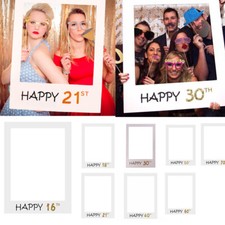 16/18/21/30/40/50/60th Birthday Party Photo Booth Props Frame Party Decor Selfie