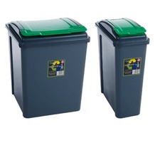 Plastic Recycle Bin Green Lid