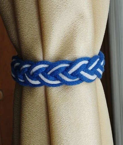 Blue white braided cotton cord - braided,