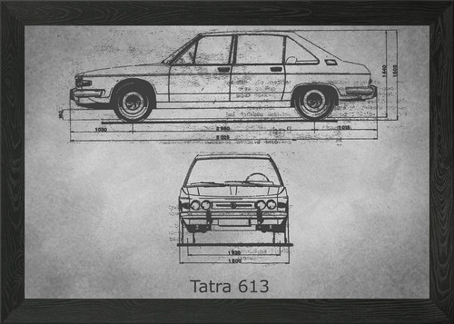 Tatra 613 blueprint - blueprint, gray