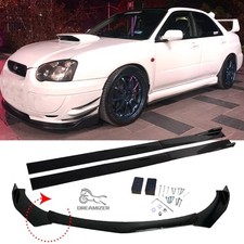 Front Bumper Lip Spoiler Splitter & Side Skirt Rocker For Subaru Impreza WRX STI