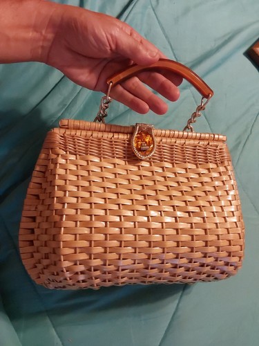 Vintage rattan wicker clutch - vintage,