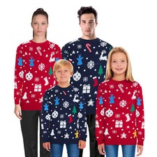 Family Christmas Jumper Mens Womens Kids Unisex Jingle Xmas Knit Sweater Novelty
