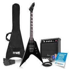 Max Gigkit V Style Beginner Electric Guitar Starter Kit - Black