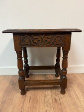 A 19thC Oak Coffin/joint Stool , Peg Jointed With Carved Frieze Stunner