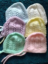 Hand Knitted Beanie Baby Bonnet 0-3 Months Choice Of Colour Handmade New Stock