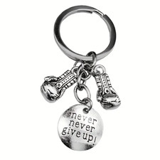 Boxing Gloves Never Give Up Quote Sports Fitness Keychain Boxing Glove Keys UK