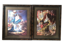 Fantasy Foil Prints Merlin the Magician and Red Merlin 27 x 22cm in Frames