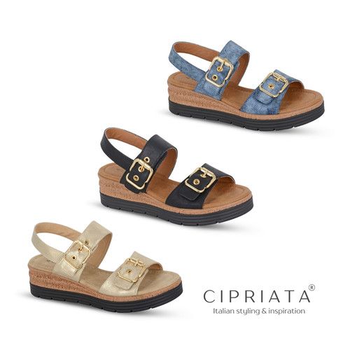Womens wedge metallic sandals - metallic,