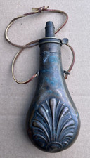 Vintage Copper & Brass Gun Powder Bottle Flask 8" Hawksley Sheffield Military