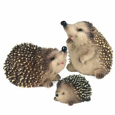 Garden Animal Set of 3 Hedgehog Ornaments Outdoor Statues Model Decoration