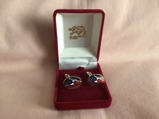 CRUSIE SHIP SOUVENIR VINTAGE ENAMEL BADGED CUFFLINKS IN GOOD USED VINTAGE COND.