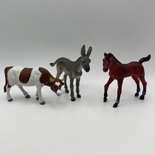 Vintage ELC Toy Farm Animals: Cow, Donkey, Horse Figurine Set Combi P&P+