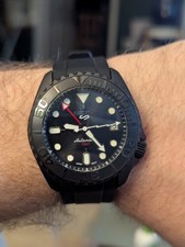 Seiko Mod Skx007 Nh34 Matt Black Silicone Strap Automatic Watch