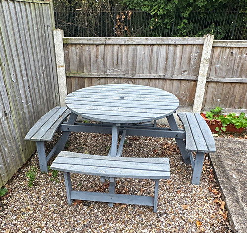 Grey round wooden - grey, outdoor