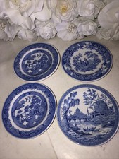 Spode Minature 2xWillow Pattern 1 Girl At Well,1 Rome New No Boxes