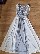 Vintage 70s - After Six Ronald Joyce. Two-Tone Grey White Maxi Occasion Dress 14